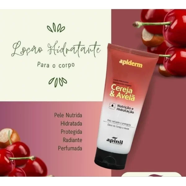Loção Hidratante Corporal Apiderm Cereja e Avelã 190g - Apinil